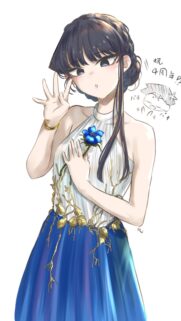 Komi Shouko Elegant Blue Dress Wallpaper for Mobile