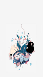 Anime Girl Floating in Minimalist Style Aesthetic Wallpaper for Mobile