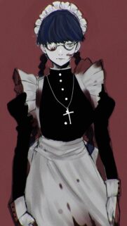 Dark Gothic Anime Maid with Bloody Aesthetic Mobile Wallpaper