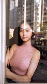 Stunning Asian Girl Behind Glass Window Portrait Aesthetic Mobile Wallpaper