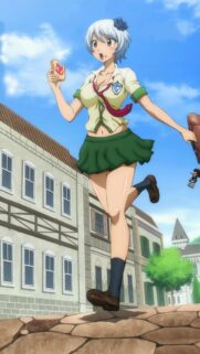 Cute Anime Schoolgirl Eating Toast Running Wallpaper for Mobile