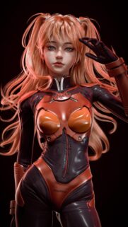 Asuka Langley Soryu 3D Realistic Anime Girl Wallpaper for Mobile
