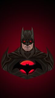Minimalist Dark Batman Flashpoint Portrait with Glowing Red Eyes Wallpaper