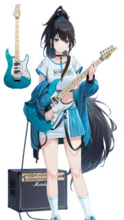 Anime Girl With Schecter Electric Guitar High Definition Mobile Wallpaper