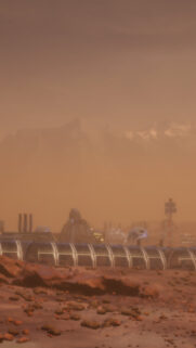 Futuristic Mars Colony Base Landscape High Resolution Wallpaper
