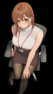 Anime Office Girl Sitting in Chair High Quality Phone Wallpaper