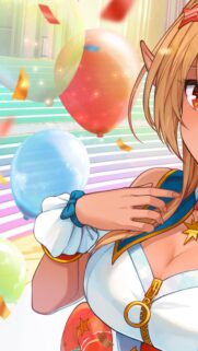 Anime Girl Birthday Celebration with Balloons and Confetti Wallpaper