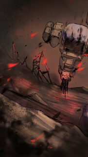 Dystopian Mech Robot Warrior in Dark Battlefield Mobile Wallpaper
