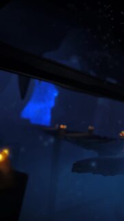 Mysterious Floating Island in Deep Blue Abyss Mobile Wallpaper