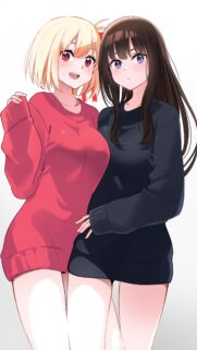 Lycoris Recoil Chisato and Takina Cute Anime Girls Portrait Wallpaper