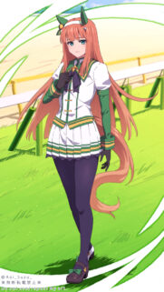 Cute Anime Horse Girl Wallpaper Standing on Racetrack Background