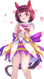 Cute Anime Girl with Purple Hair and Vibrant Idol Dress Wallpaper
