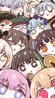 Cute Chibi Anime Girls Collage Wallpaper for Mobile