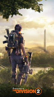 The Division 2 Agent Overlooking Washington DC Post-Apocalyptic Mobile Wallpaper