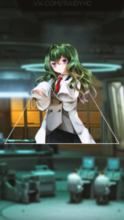 Anime Girl Scientist in Futuristic Lab High-Quality Mobile Wallpaper