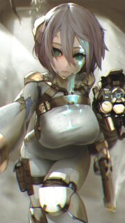 Futuristic Anime Android Soldier High Resolution Phone Wallpaper