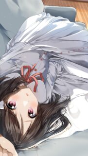 Cute Anime Girl Resting in Soft Sunlight Phone Wallpaper
