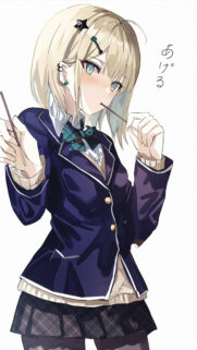 Cute Anime Schoolgirl with Blonde Hair and Blue Eyes High Quality Wallpaper