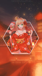 Nero Claudius Kimono Anime Wallpaper with Lantern Festival Background
