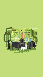 Minimalist Jungle Adventure Wildlife Illustration Phone Wallpaper