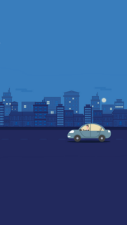 Minimalist Night City Drive Cartoon Mobile Wallpaper for Your Phone