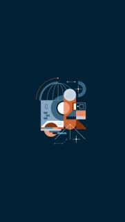 Minimalist Geometric Abstract Art Wallpaper in Deep Navy and Warm Tones