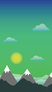 Minimalist Mountain Landscape with Sun and Clouds Mobile Wallpaper
