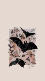 Aesthetic Hand Drawn Bats and Blackberry Vines Mobile Wallpaper