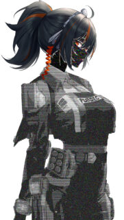 Glitch Effect Anime Girl Digital Art Mobile Wallpaper