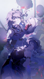 Dreamy Anime Girl Aesthetic Wallpaper with Pastel Purple and Blue Hues