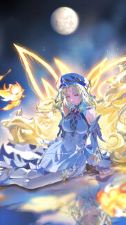 Stunning Anime Fairy Girl with Golden Wings and Moonlight Wallpaper for Mobile