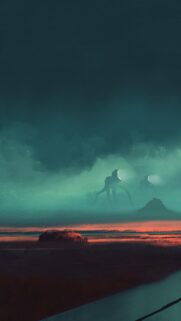 Eerie Alien Invasion Sci-Fi Landscape Mobile Phone Wallpaper