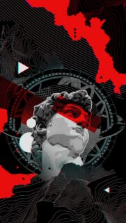 Glitch David Statue Aesthetic Wallpaper in Red and Black for Mobile
