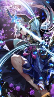 Stunning Anime Warrior Girl with Glowing Ice Sword Wallpaper for Mobile