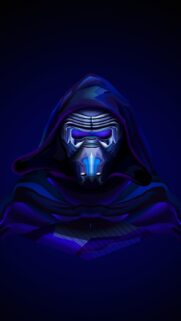 Kylo Ren Minimalist Dark Blue Neon Portrait Mobile Wallpaper