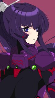 Purple Armored Anime Girl Warrior Wallpaper for Mobile