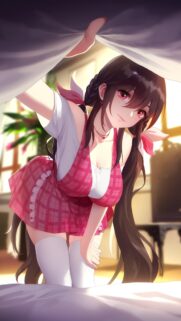 Cute Anime Girl Waking Up in Morning Sunlight Mobile Wallpaper