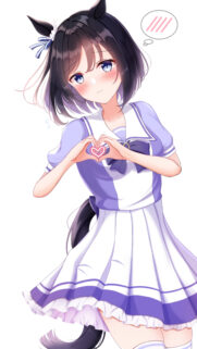 Cute Anime Horse Girl Making Heart Sign Wallpaper for Mobile