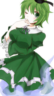 Anime Girl With Green Hair and Elegant Victorian Dress High Quality Mobile Wallpaper