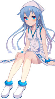 Cute Squid Girl Anime Wallpaper with Vibrant Blue Hair and White Dress