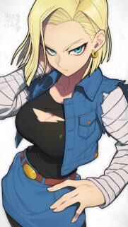 Android 18 Dragon Ball Z Anime Portrait High Resolution Mobile Wallpaper