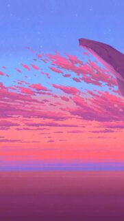 Surreal Whale Floating in a Dreamy Pink Sunset Sky Mobile Wallpaper