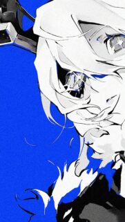 Stunning Anime Style Close Up Portrait with Electric Blue Accents Mobile Wallpaper