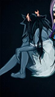 Melancholic Anime Girl with Horns Digital Illustration Mobile Wallpaper