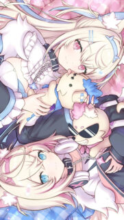 Cute Anime Girls with Plushies Aesthetic Mobile Wallpaper