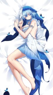 Stunning Anime Girl with Blue Hair and Butterfly Accents Premium Mobile Wallpaper