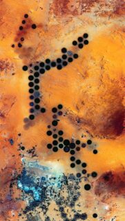 Satellite View of Sahara Desert Irrigation Circles Wallpaper for Mobile