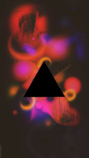 Abstract Neon Triangle Silhouette with Vibrant Bokeh Light Effects for Mobile Wallpaper