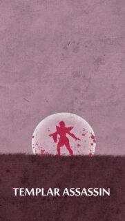 Minimalist Templar Assassin Dota 2 Mobile Wallpaper with Pink Sunset Aesthetic