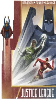 Justice League Vintage Style Art Wallpaper: Superman Batman Green Lantern and The Flash